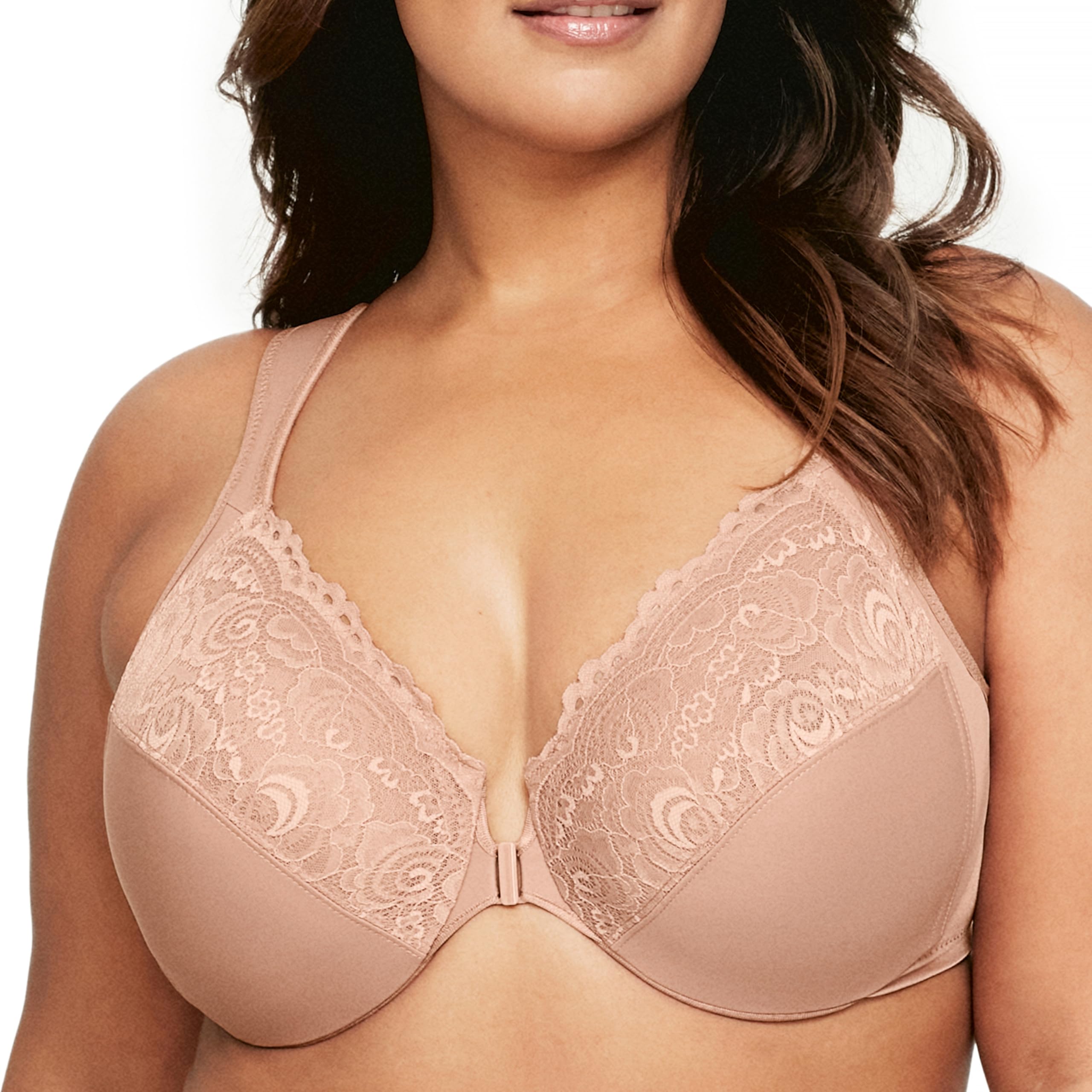 Glamorise Women's Wonderwire Front-Closure Bra Underwire #1245, Cappuccino, 38DD