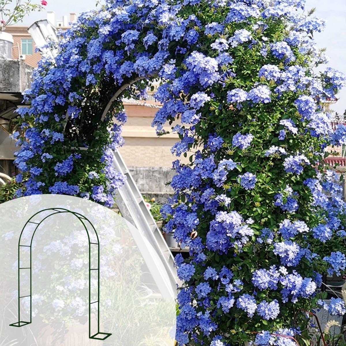 Czarny metalowy łuk ślubny, odporna na rdzę, altana ogrodowa z podstawą, pergola o szerokości 1,9 m, do roślin pnących, do użytku wewnątrz i na zewnątrz, dekoracja na przyjęcie weselne, głęboka 40 cm