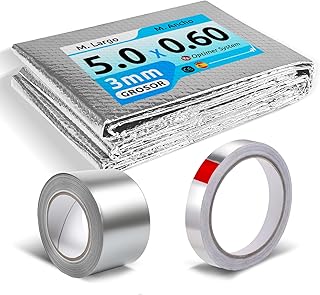 ISOLANT THERMIQUE| Réduisez le Froid et la Chaleur | Isolant Thermique pour Fenêtre, Mur, Sol, Plafond, Voiture, Garage, Camping-Car, Climatisation [5m X 0,60m] (3m²) + 2 Bandes Adhésives