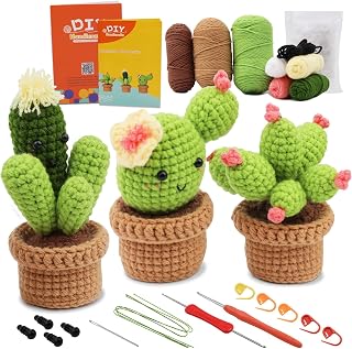 Crochet Kit for Beginners - Easy Arts and Crafts Knitting & Crochet Flower Kit -Succulent Plants