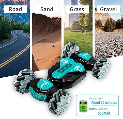 Miniatura 5 de LZV Auto de acrobacias a control remoto, 2.4 GHz 4WD con detección de gestos RC Stunt, rotación giratoria de 360 de doble cara para niños de 3 a 8