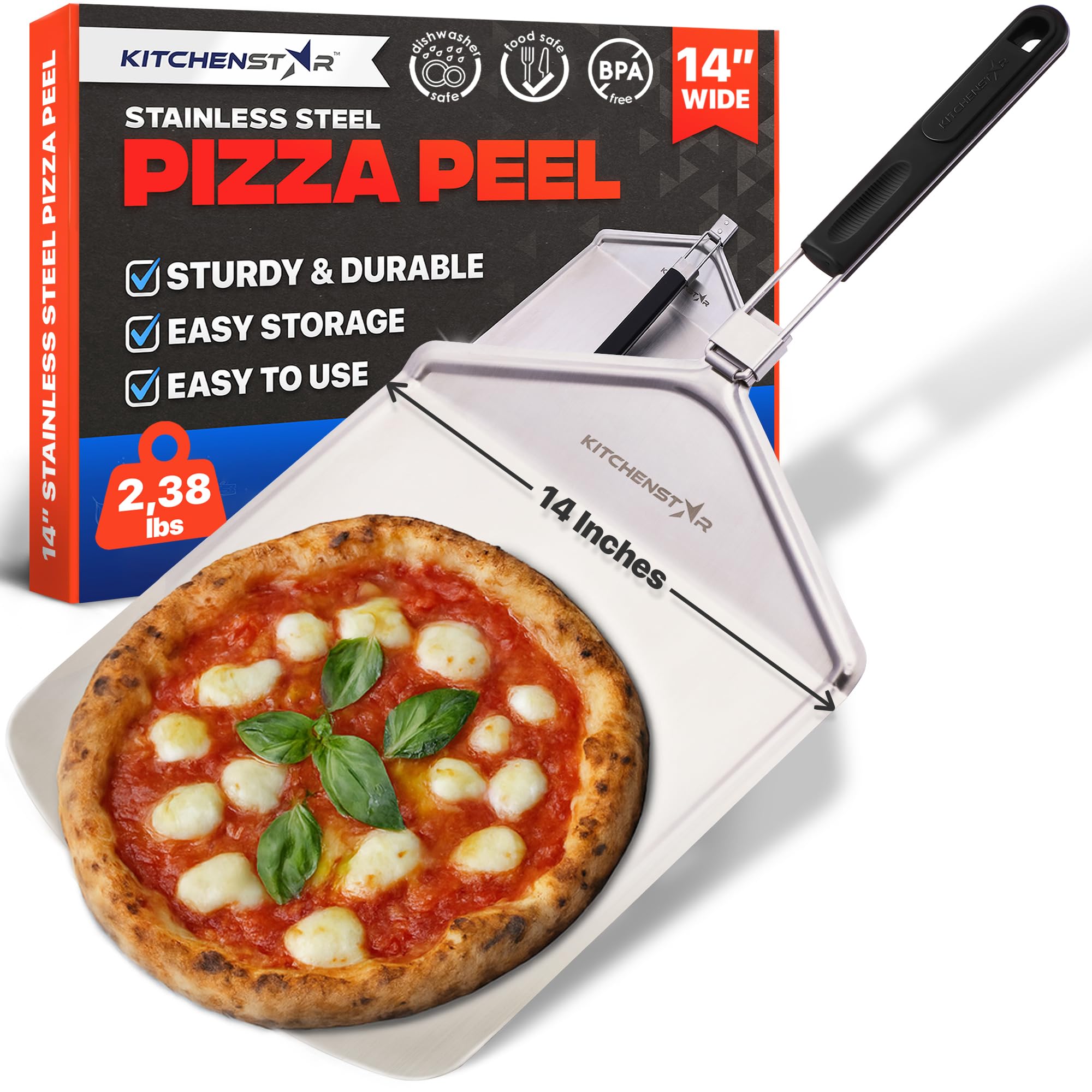 KitchenStar 14-Inch Folding Pizza Peel