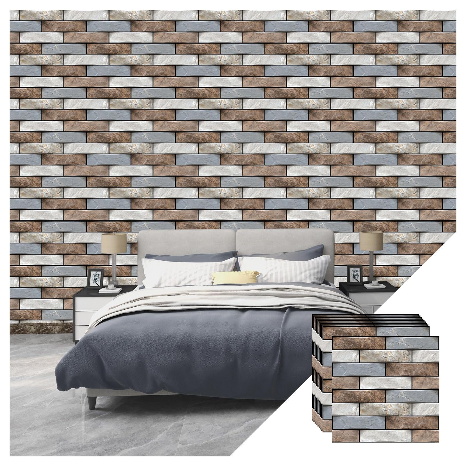 Pannelli da parete 3D autoadesivi con mattoni, in PVC, impermeabili, decorazione per ufficio, soggiorno, camera da letto, cucina, casa
