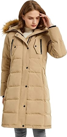 Orolay Womens Down Jacket Winter Long Coat Windproof Puffer Jacket with Fur Hood