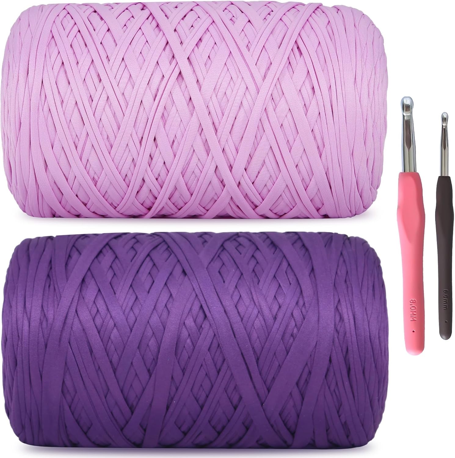 MESTOON 2 Pack Soft T-Shirt Yarn (Total 2000g/590yds), Suitable for Beginners' Crafts and DIY Knitting, Crocheting/Bags, Baskets, Coasters, Polyester Fabric Yarn. (Cream+Sage Green)