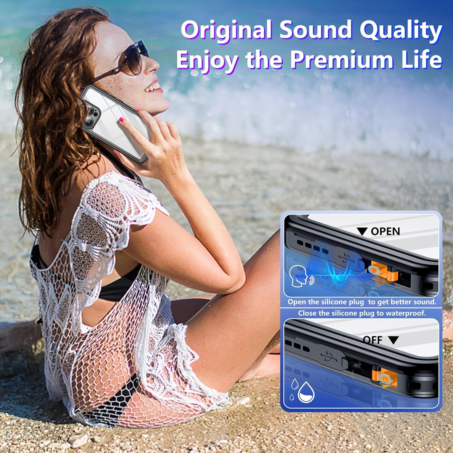 Temdan Waterproof Compatible with Phone Pro Case 6.3 inch 2024-Black/Clear