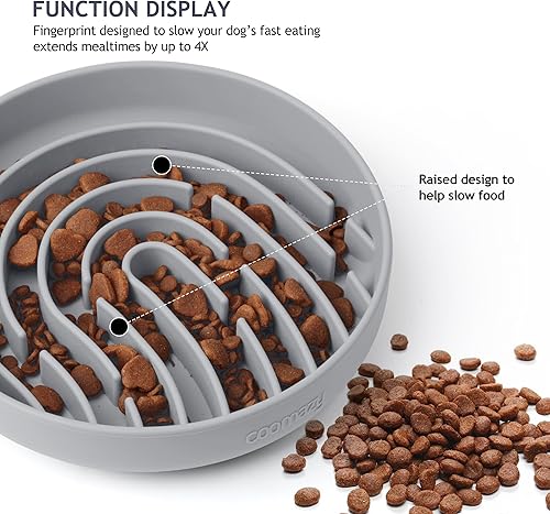 Miniatura 3 de Coomazy Cuencos grandes de silicona para perros de alimentación lenta, juguete interactivo para entrenamiento de alimentos de mascotas, mantiene a