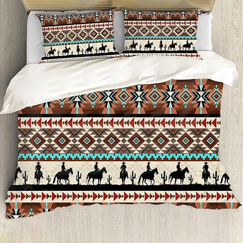 Miniatura 33 de ZFRXIGN Juego de ropa de cama azteca bohemia del suroeste, funda de edredón tamaño individual, funda de edredón suave de 3 piezas, fundas de Un