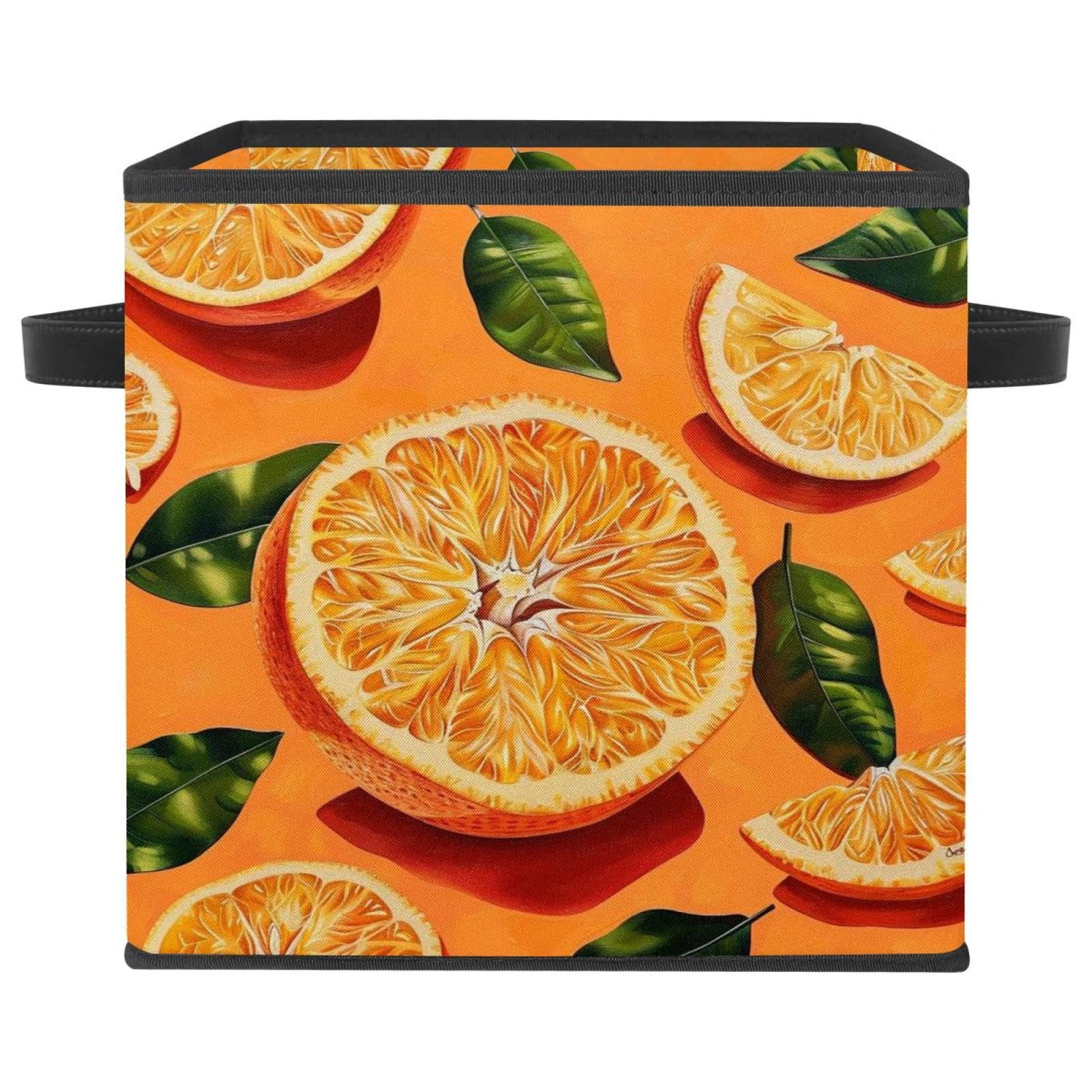 Panier de rangement pour étagère cube tissu 28 cm orange