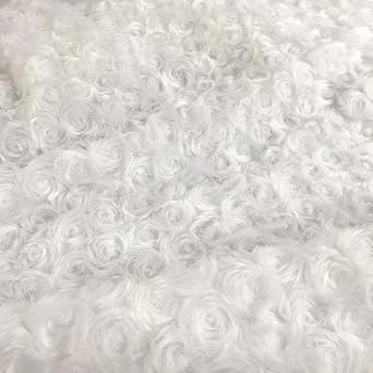 Amornphan 58 Inches Rose/Rosette Swirl Minky Fabric Rosebud Cuddle Soft for Craft Home Decor by The Yard White