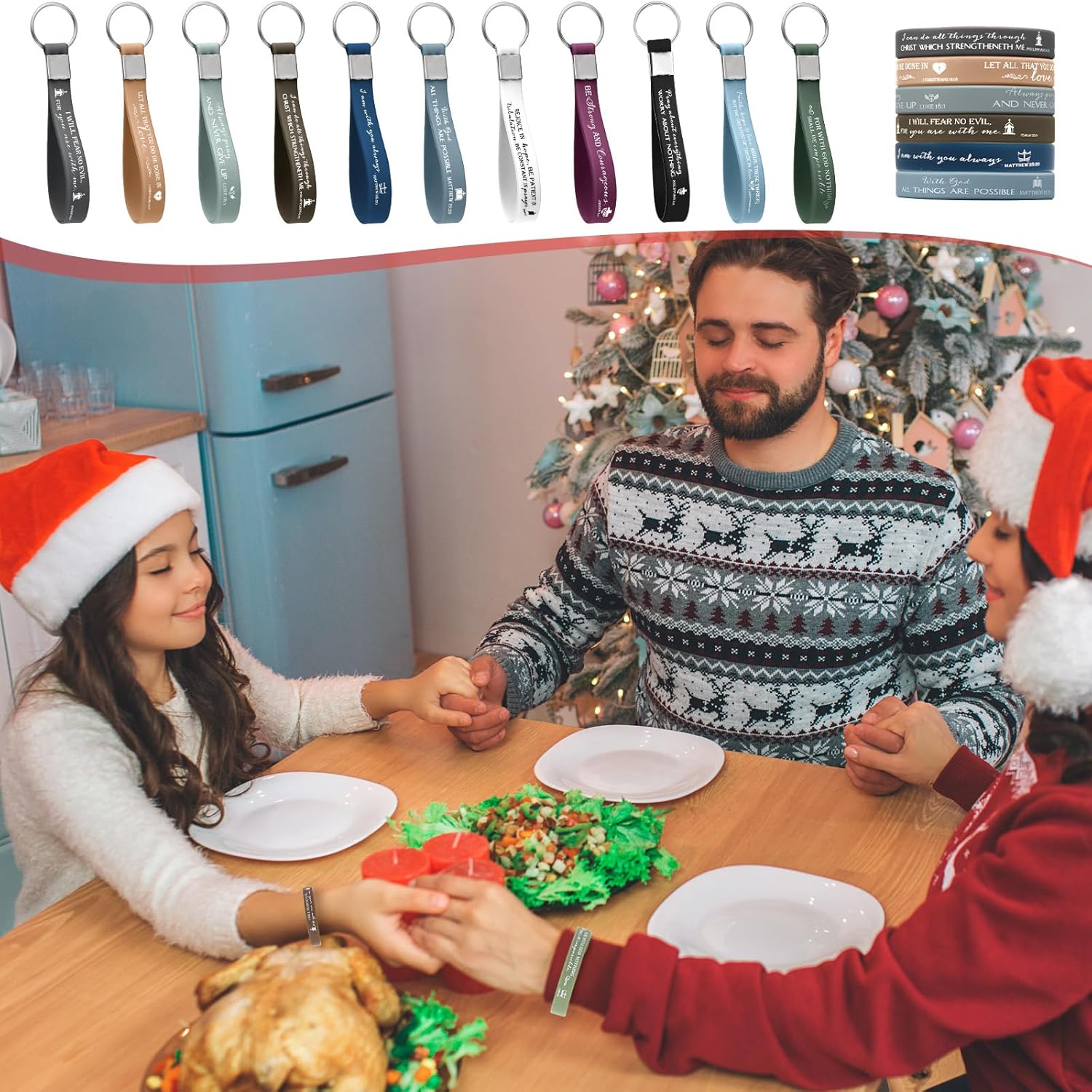 Unittype 120 Pcs Valentines Bible Verse Bracelet Christian Keychain Silicone Wristband Religious Gift Bulk for Men Women - Image 6