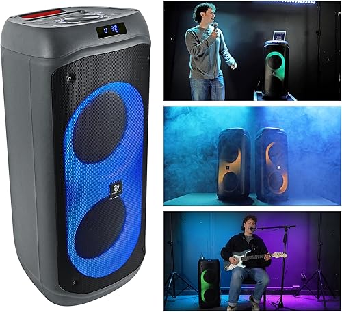 Rockville BASS Party 8 Altavoz Bluetooth portátil dual de 8 pulgadas, pico de 2000 W400 W RMS, modos LED, enlace TWS, para fiestas y eventos al aire