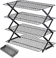 Pleafind 4-Tier Collapsible Cooling Rack: Adjustable 2/3/4 Tiers, Stackable Baking Rack Oven-Safe 450°F for Cookies, Cakes, Roasting