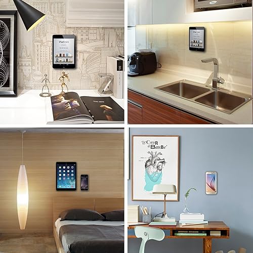 Miniatura 3 de SALEX Paquete de 4 soportes magnéticos planos con adhesivo 3M. Soporte dorado para teléfono celular que se pega en el tablero del automóvil, pared,