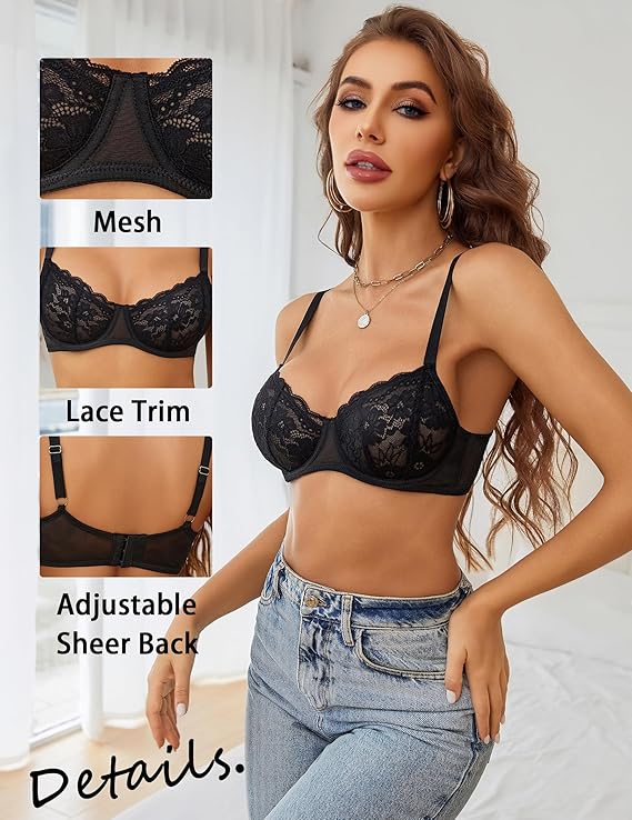 Avidlove Women's Sexy Bra Lace Underwire Unlined Everyday Bra Lingerie S-XXL
