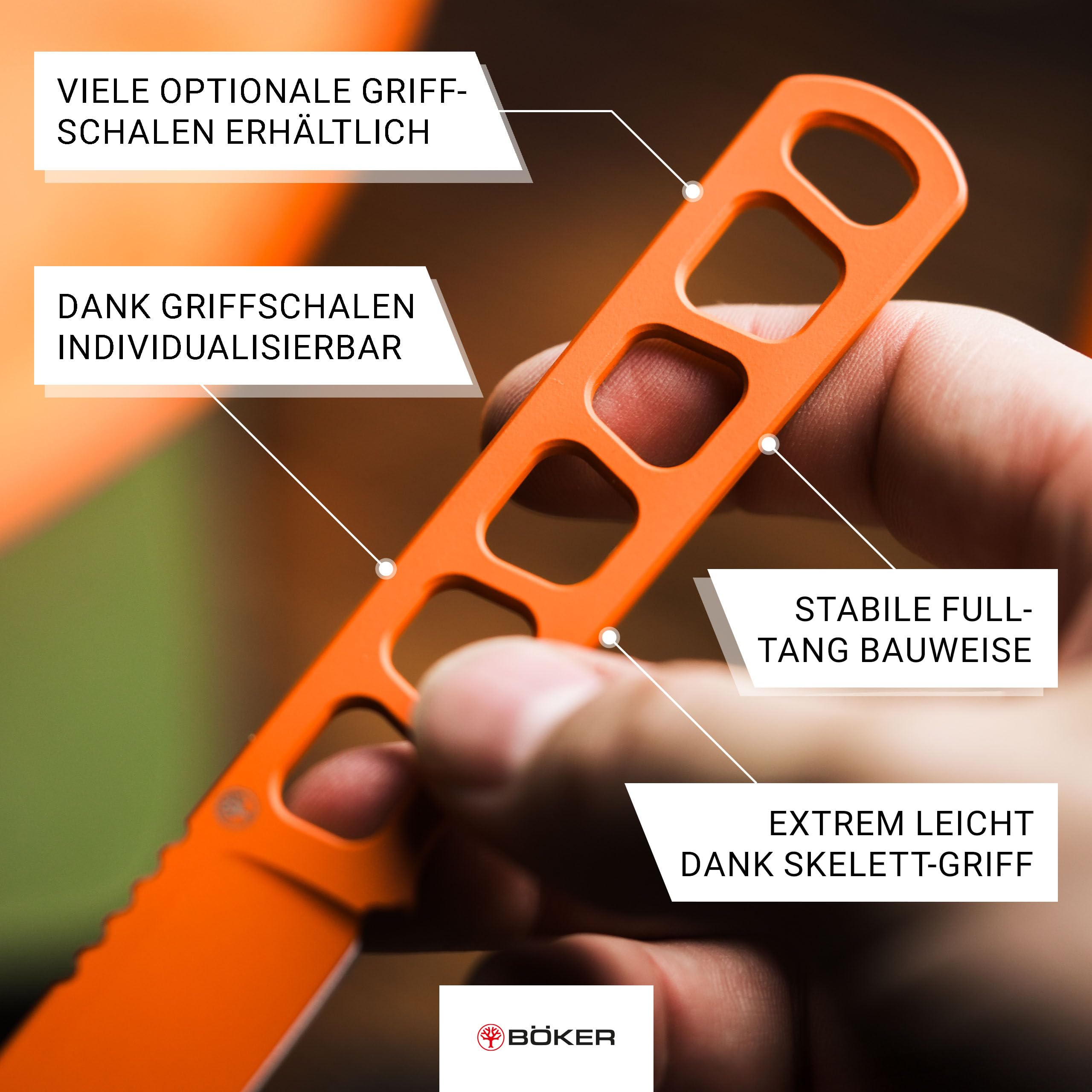 BÖKER GERMANY® BFF Packlite All Orange - ultraleichtes 42a konformes Neck Knife mit MagnaCut Klinge - feststehendes Jagdmesser in Signalorange mit Kydex-Scheide & Kugelkette für Revier & Outdoor