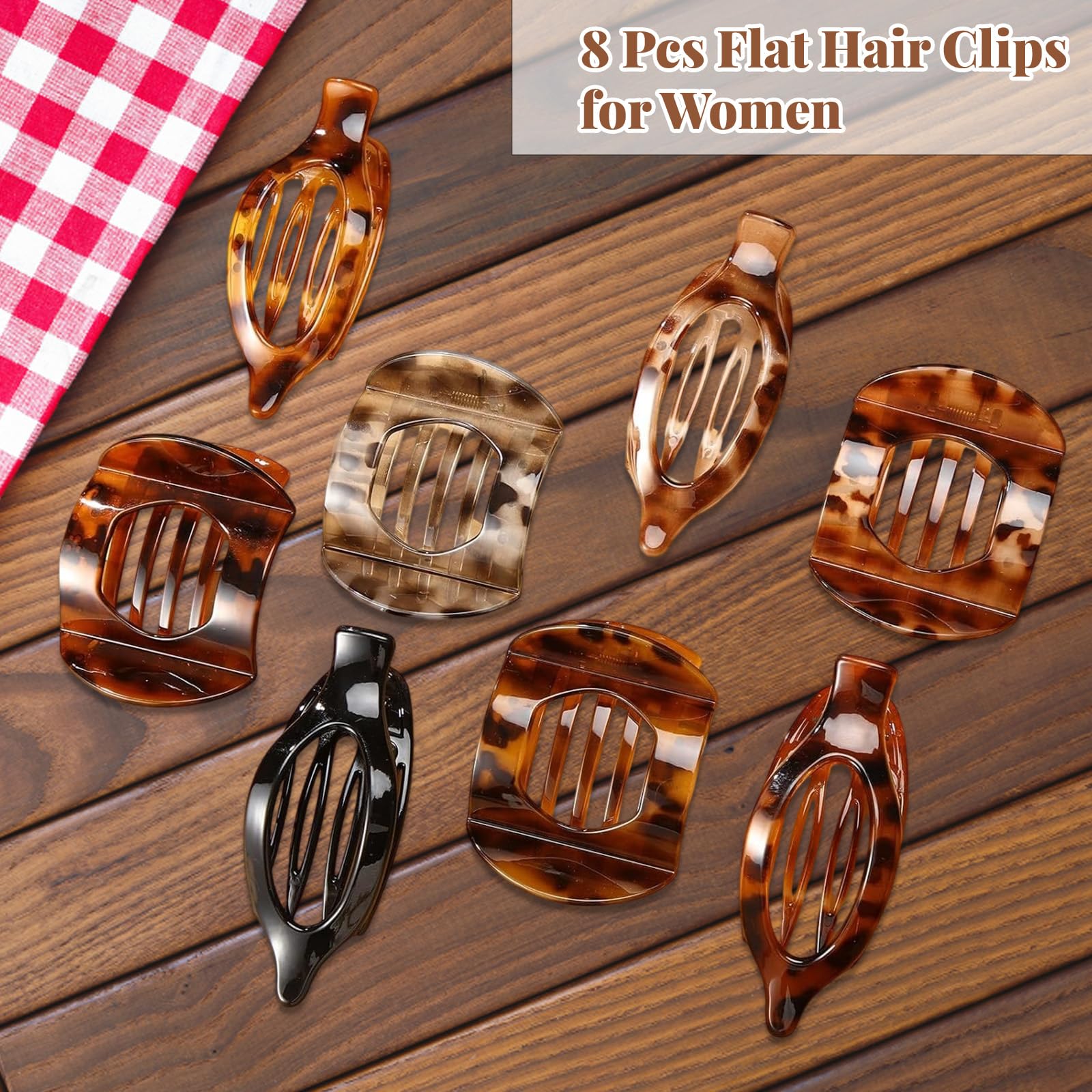 Flat Hair Claw Clips,Hair Clips Women,8 Pcs Flat Claw Clip Girls Hair Accessories,Flat Hair Clips for Thick Thin Hair - Image 4
