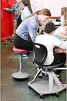 Vista 2 de Learniture Adjustable Height Active Learning Stool for Office Desks and Classrooms, Foam-Padded Backless Wobble Stool with Rocking Motion, Red Negro