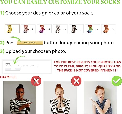 Miniatura 6 de Calcetines de cara personalizados, calcetines divertidos con caras para hombres, mujeres, amantes de los perros, regalos personalizados