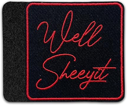 Well Sheeyit Hook and Loop Patch, 3 Inches Embroidery Fabric Applique Patches for Trucker Hats Clothes Backpack, Trendy Western Cowgirl Cowboy Funny Saying Quote, DIY Accessories Patch Mom Dad Gifts