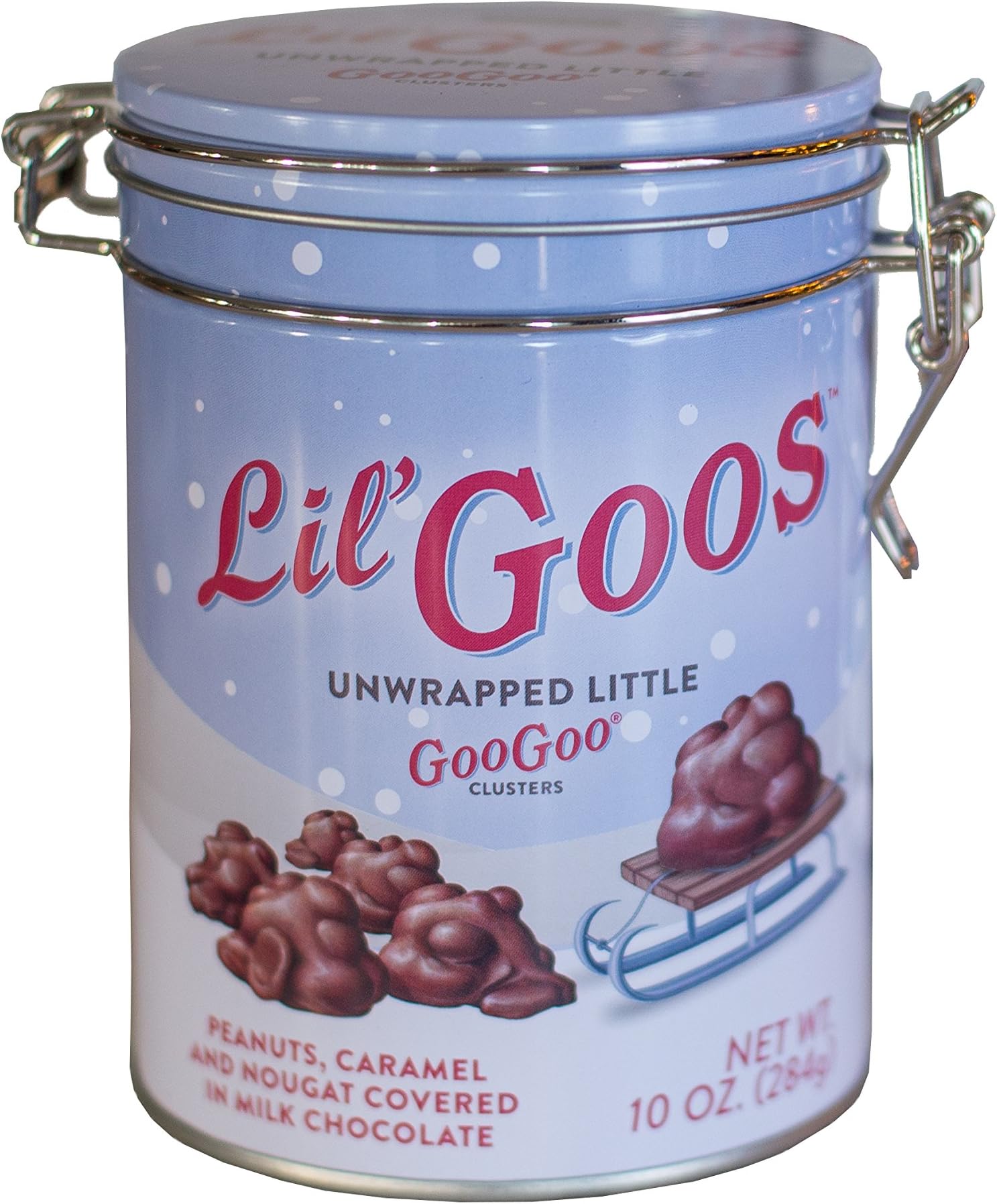 Lil Goos Holiday Tin - Peanuts, Caramel, and Nougat covered in Milk Chocolate