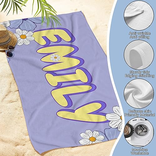 Miniatura 4 de Toalla de playa personalizada para adultos y niños con bolsa, toallas de playa personalizadas absorbentes de secado rápido, toalla de playa de