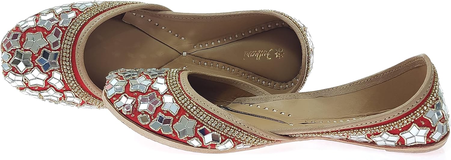 Fulkari Women's Mirror Flower Genuine Soft Leather