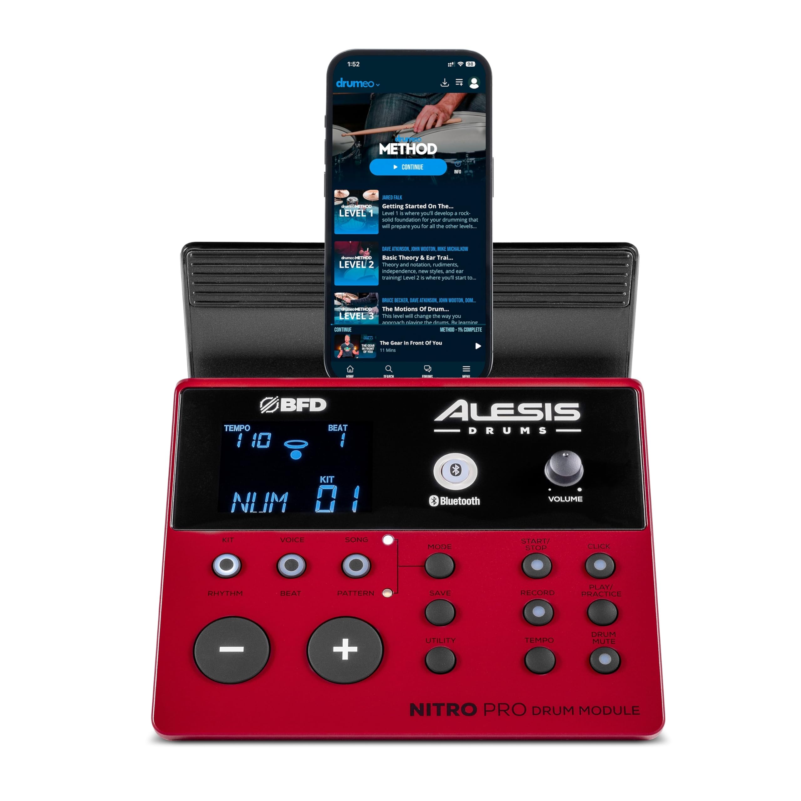 Alesis Nitro Pro XL Batterie Électronique de 10 Pièces avec Pads Double Zone Silencieux, Plus de 500 Sons BFD, Bluetooth, Drumeo, MIDI USB