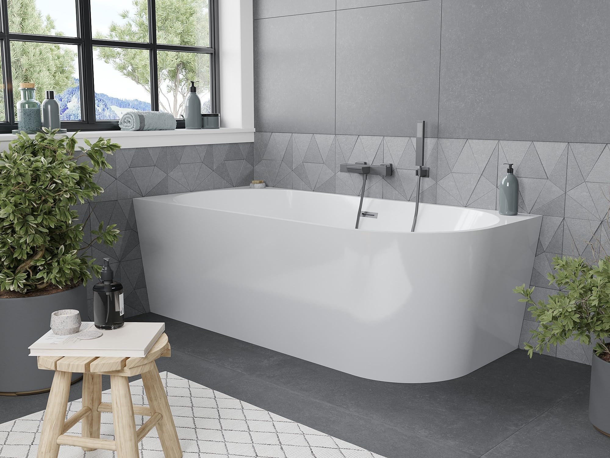 Mexen Mia freistehende Eckbadewanne links 160 x 75 cm