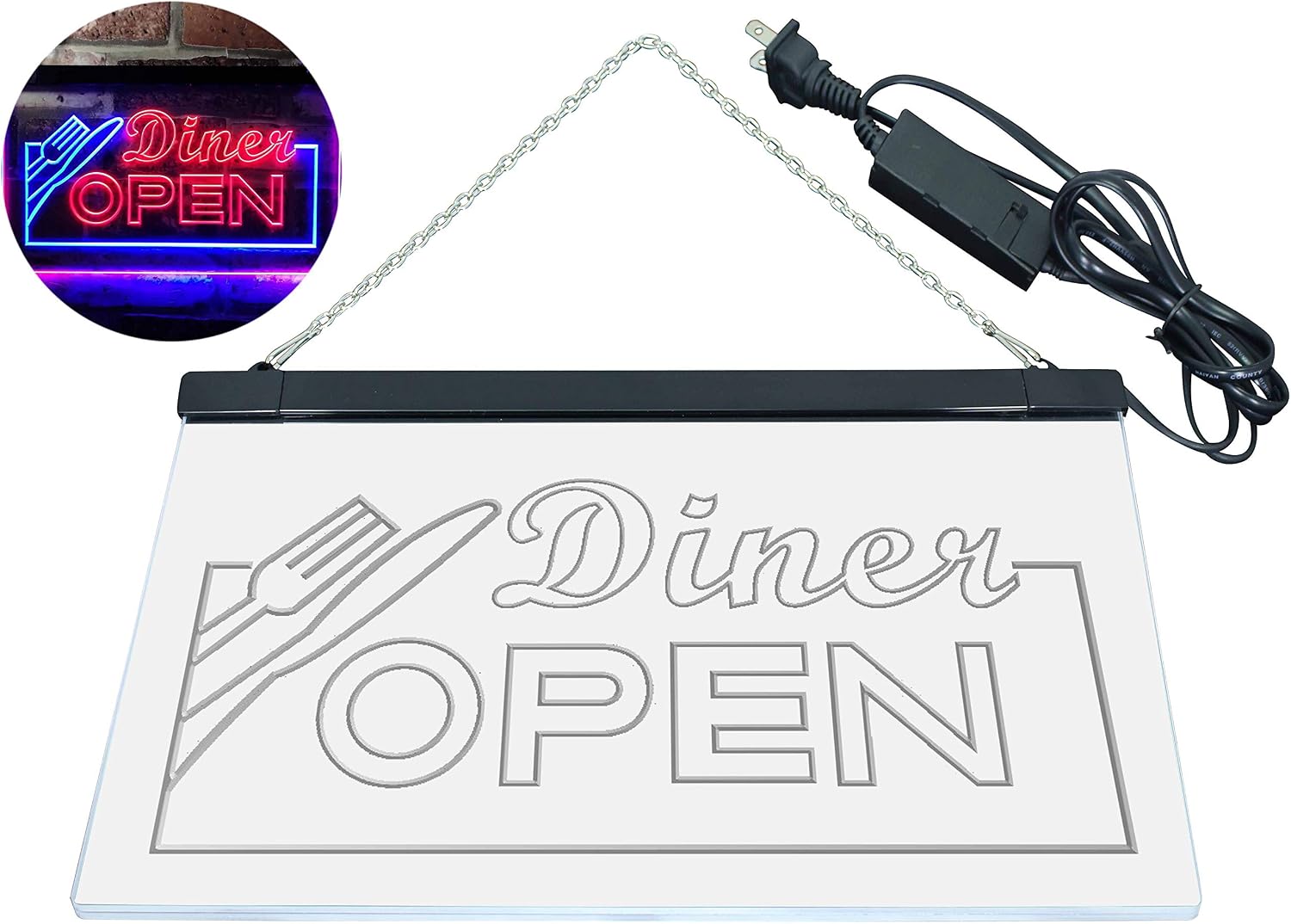 ADVPRO Diner Open Restaurant Café Bar Dual Color LED Neon Sign Blue & Red 24" x 16" st6s64-j0718-br