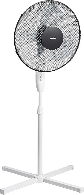 Amazon Basics 3-Speed Oscillating Pedestal Floor Fan with Tiltable Head, 40 Watts, Black
