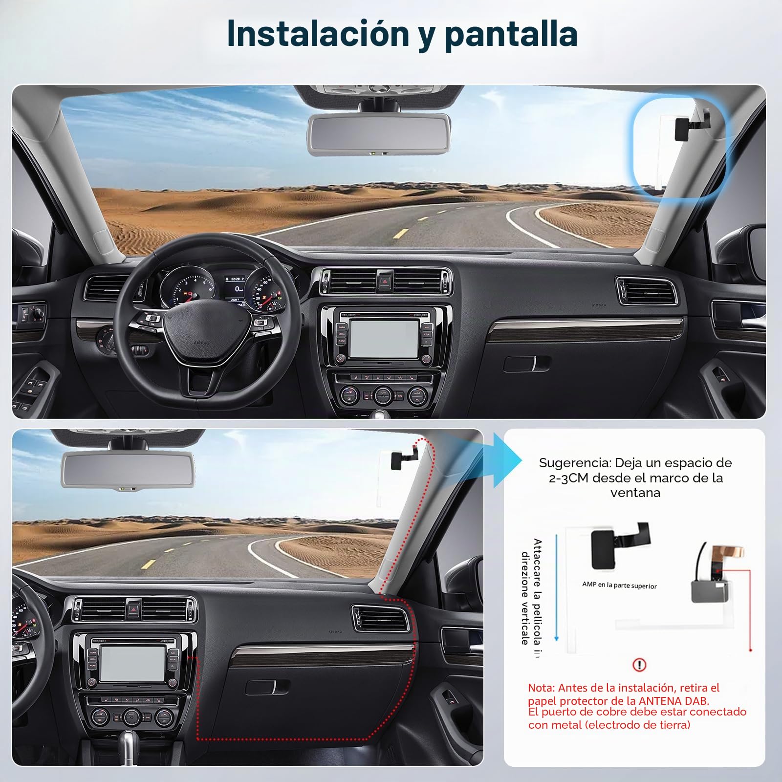 Hodozzy Dab Adaptador de Radio, Receptor de Radio Digital Dab+ para Estéreo de Coche Android, USB 2.0 D-AB+ para Dongle Módulo Universal con Antena D-AB, Adaptador Receptor de MP5 D-AB Box con Antena