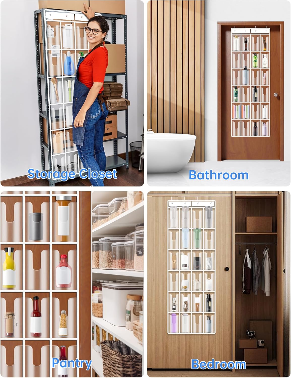 NiHome Clear 24 Pockets Door Hanging Water Bottle Organizer Compatible 40oz Stanley Tumblers, Hanging PVC Storage Holder With Hooks for Cups, Mugs, Foldable, Large Capacity for Kitchen - Image 5