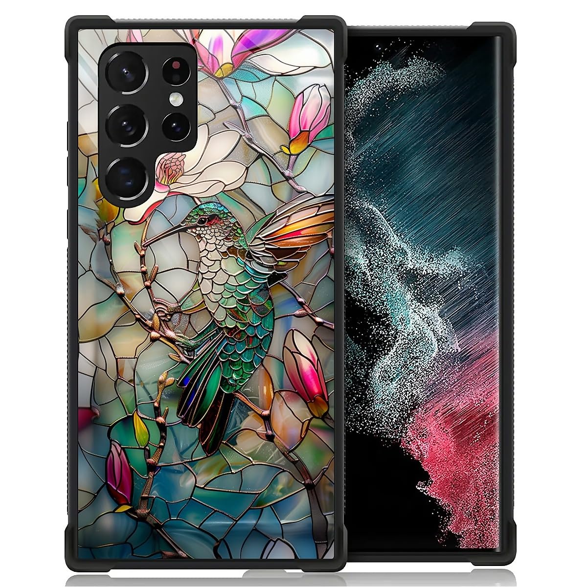 Punmada Compatible with Samsung Galaxy S22 Ultra Mobile Case Creative Acrylic Back Panel Silicone Protection Grip Specially Designed for Samsung