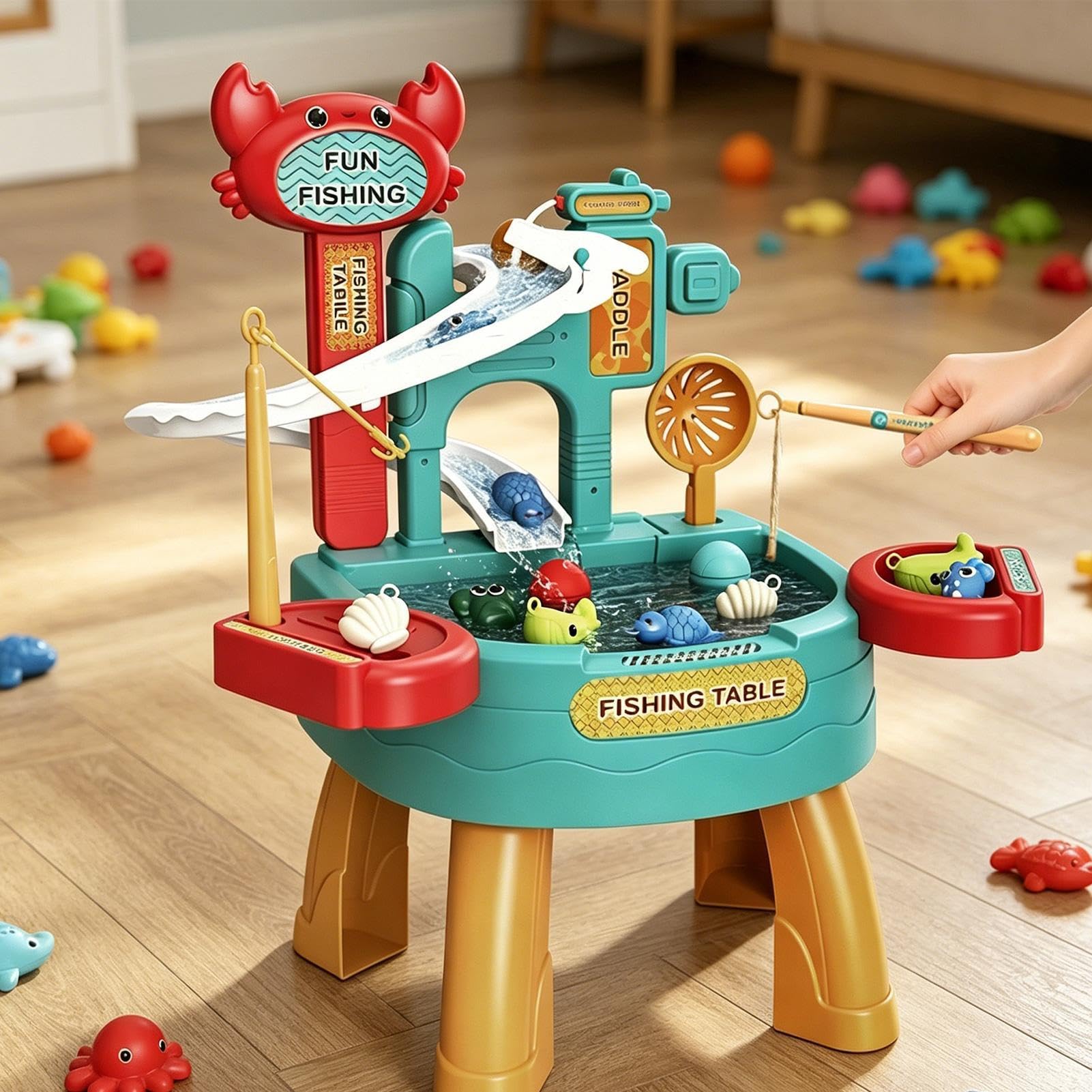 Mesa De Agua Para Niños Juguete Al Aire Libre Para Verano | Juego Pesca Infantil Para Niños Niñas Preescolares Patio Playa Camping Guardería Hogar Baño Sala Juegos Vacaciones