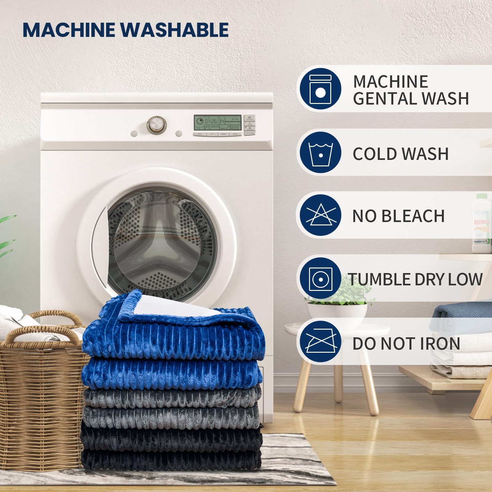 Heated Electric Throw Blanket Soft Flannel Sherpa 50"*60" Heating Blanket with 6 Heating Levels Heater Blanket Electric,ETL Certification,Over-Heat Protection,Machine Washable Navy