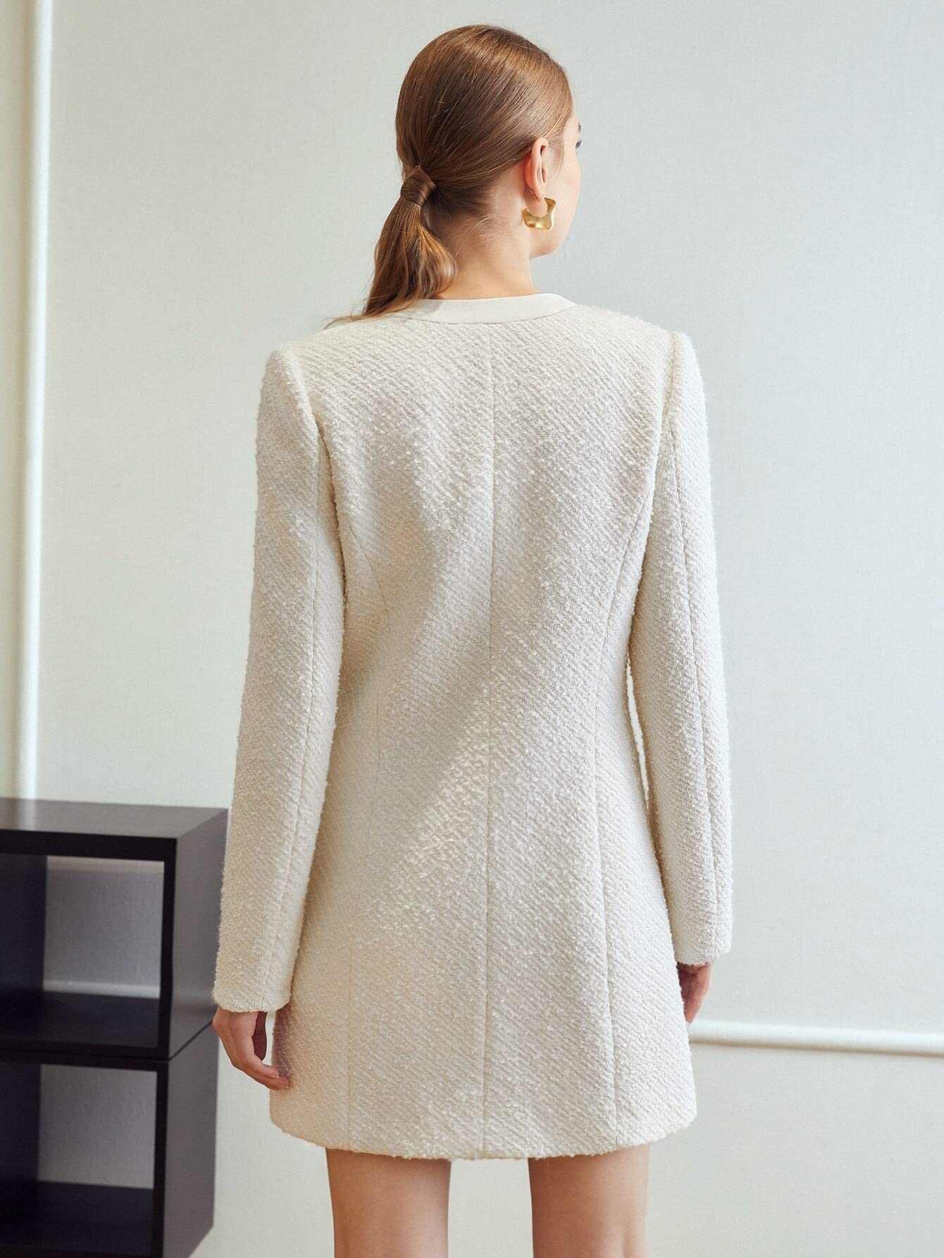 Amazon.com: HIJNX Dresses for Women - Wool-Mix Tweed Fitted Dress Without  Belt (Color : Beige, Size : X-Small) : Clothing, Shoes & Jewelry