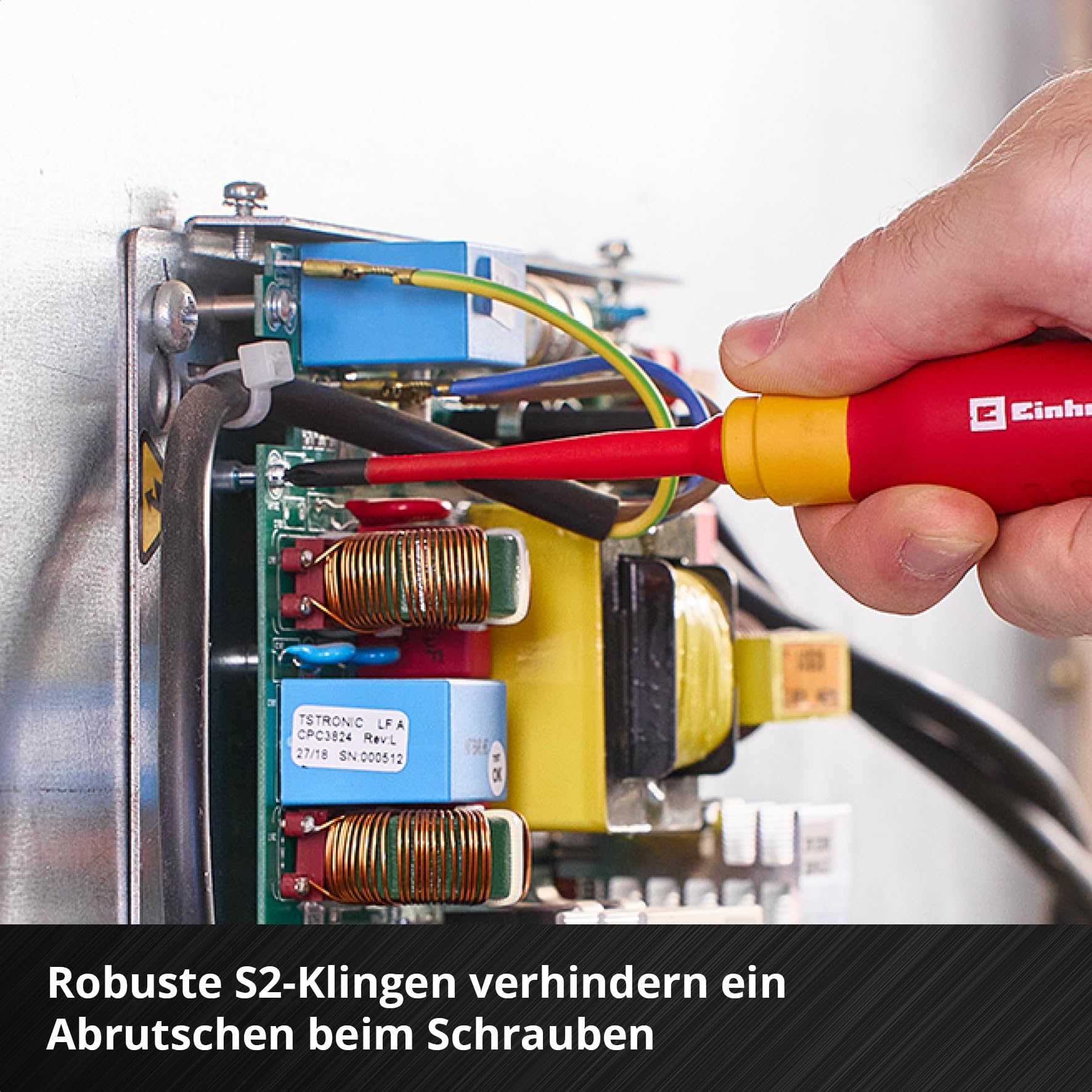 Einhell - Juego de herramientas de electricista original de 5 piezas (controladores aislados, probador de voltaje, cuchillas S2, asas ergonómicas, instalaciones eléctricas)