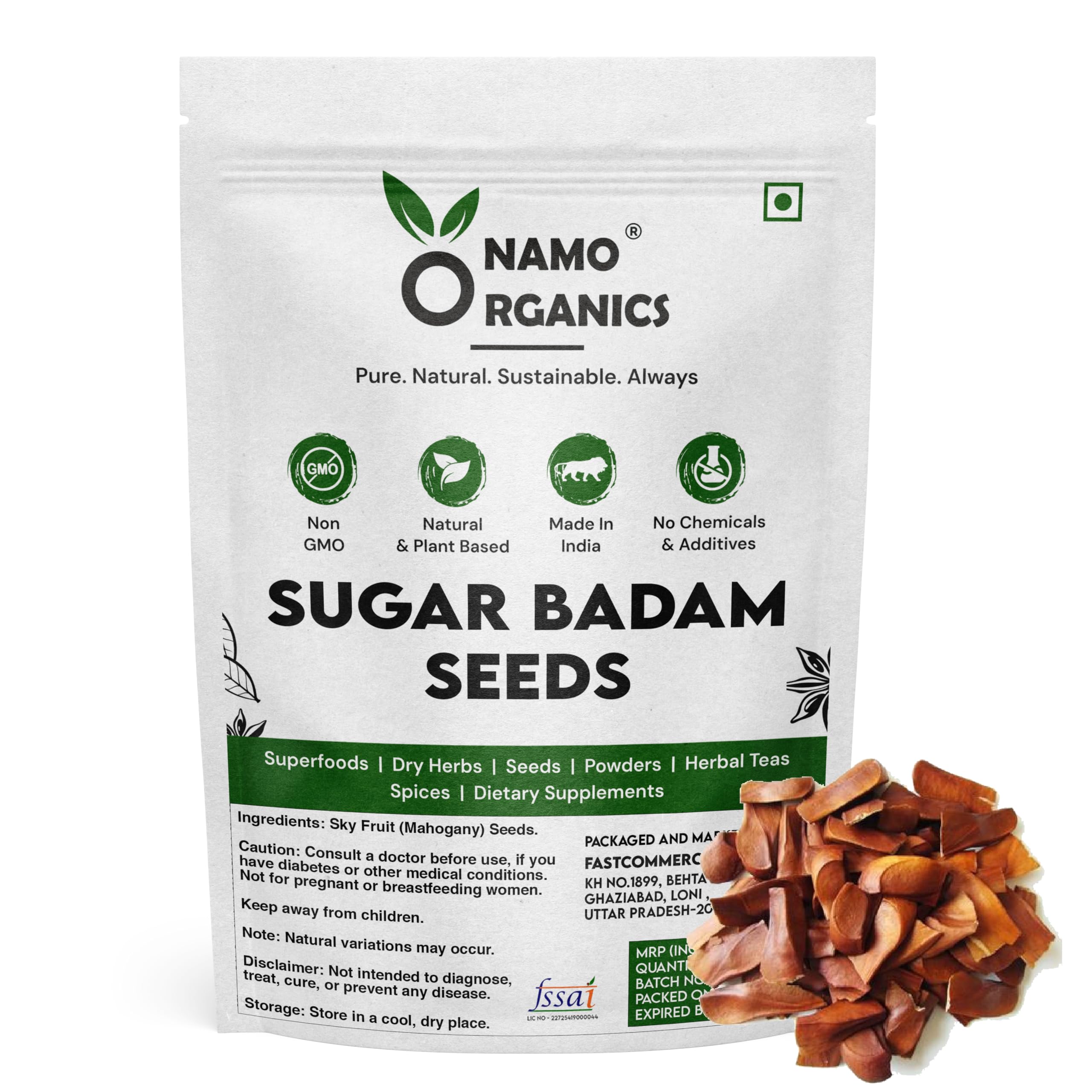 Namo Organics - Sugar badam seeds for diabetes - 250 Gm - Kadwa Bitter Almonds - Mahogany Seeds