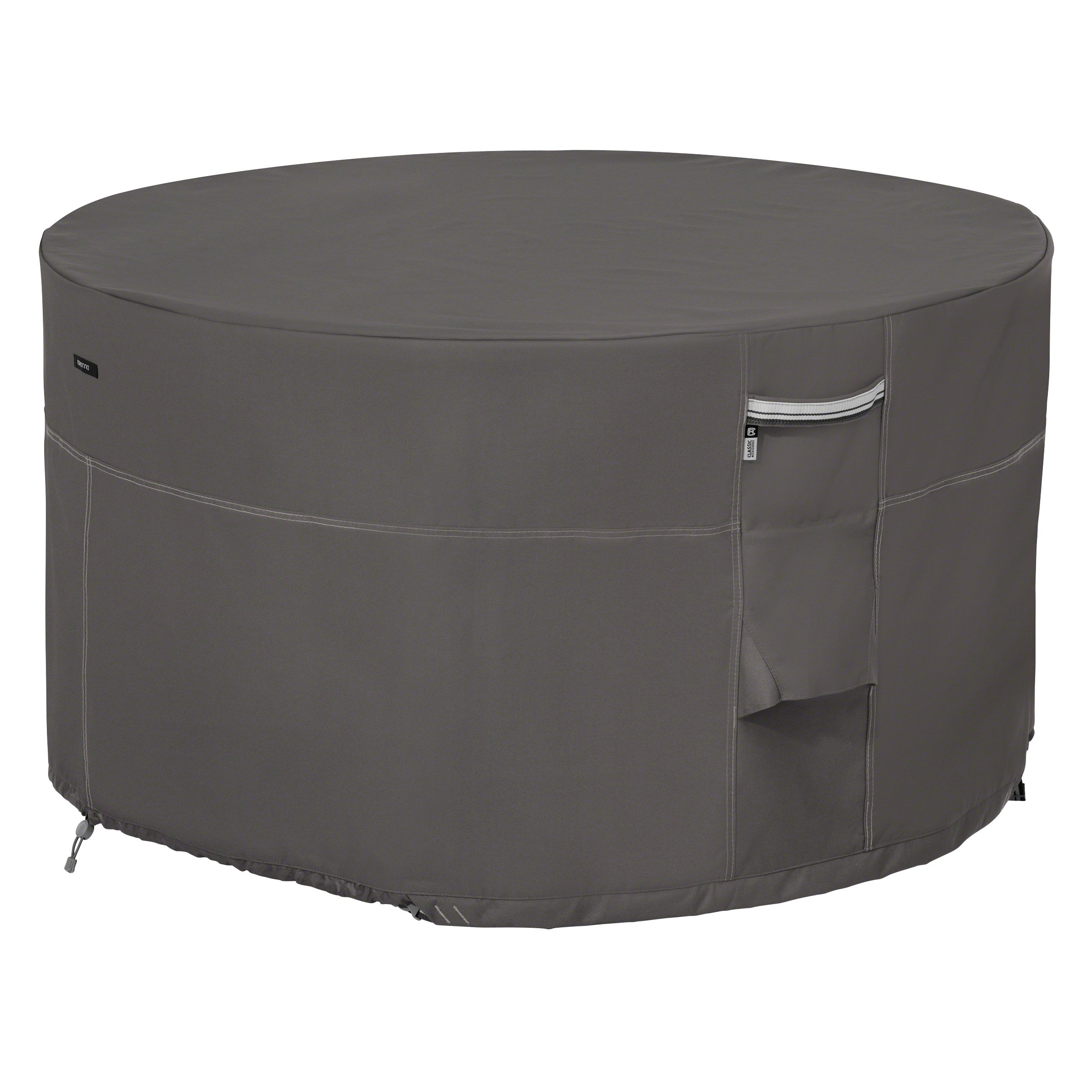 Classic Accessories 55-455-015101-EC Ravenna Round Fire Pit Table Cover Premium Outdoor Cover with Durable and Water Resistant Fabric, Taupe, 42-Inch
