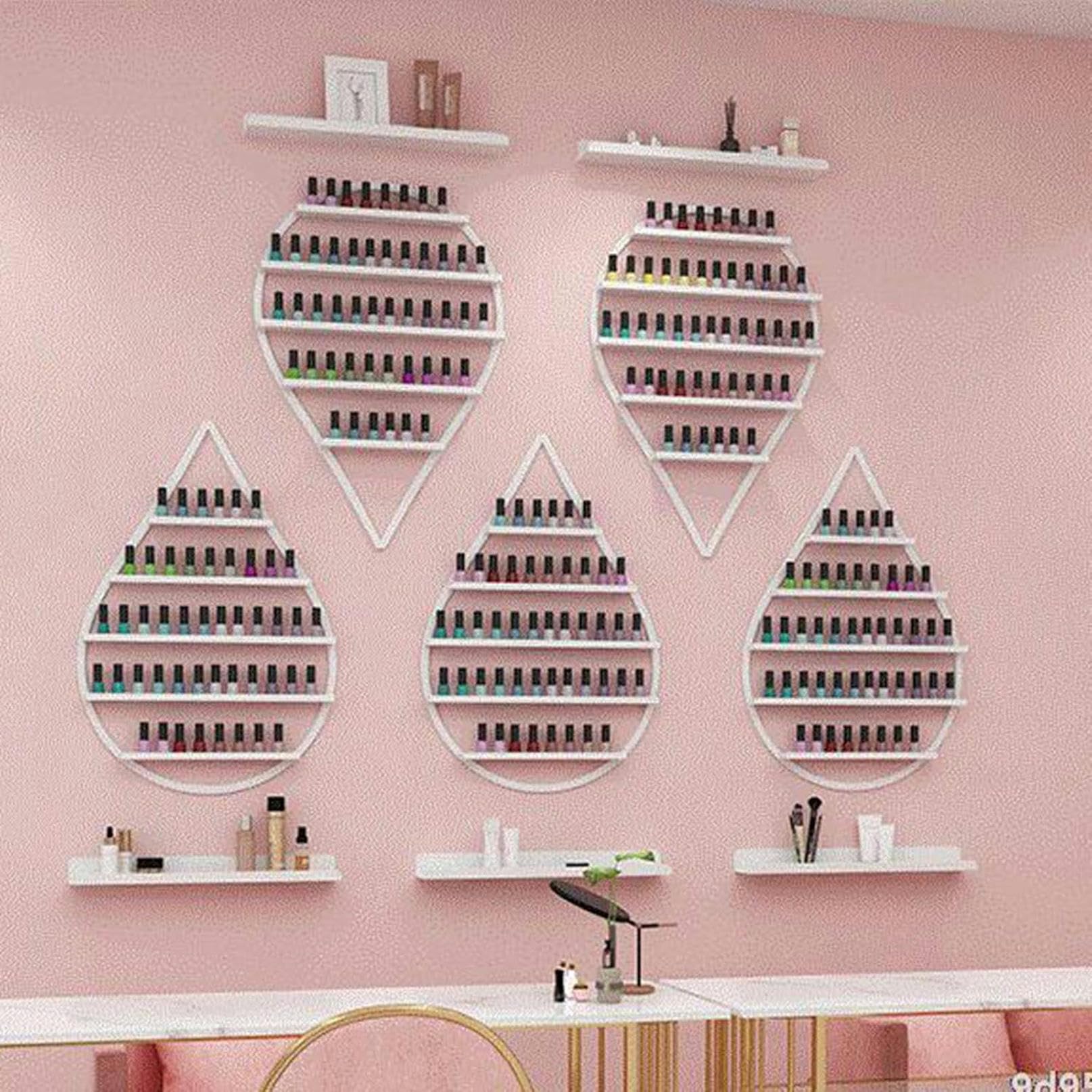 Organizador de esmaltes de uñas de Metal para Montaje en Pared, Caja de Almacenamiento de frascos de Esmalte de uñas de 5 Niveles, Adecuado para Salones de manicura, y Que también se Puede u