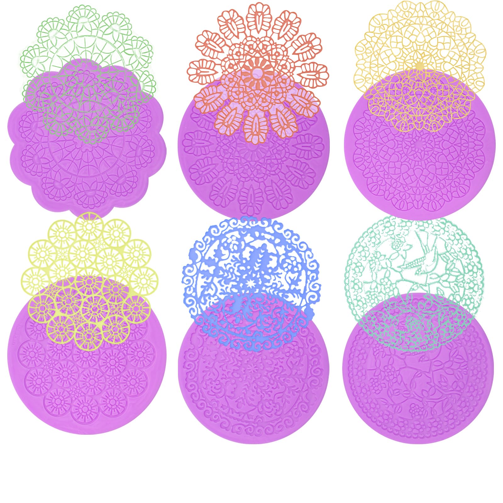 Lace Cake Silicone Molds Lace Molds Mat Set of 6