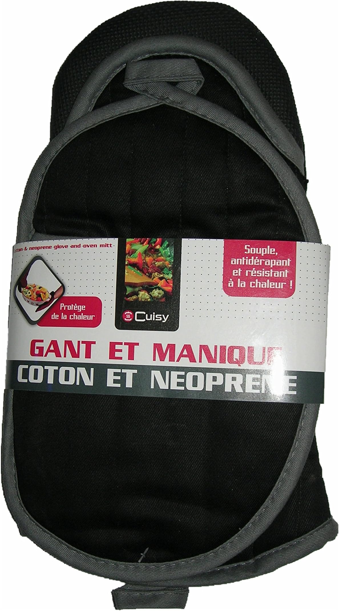 Cuisy kc2127/Neoprene/Glove/Potholder Cotton Fabric Red/Black/Grey 32 x 18 x 4.5 cm