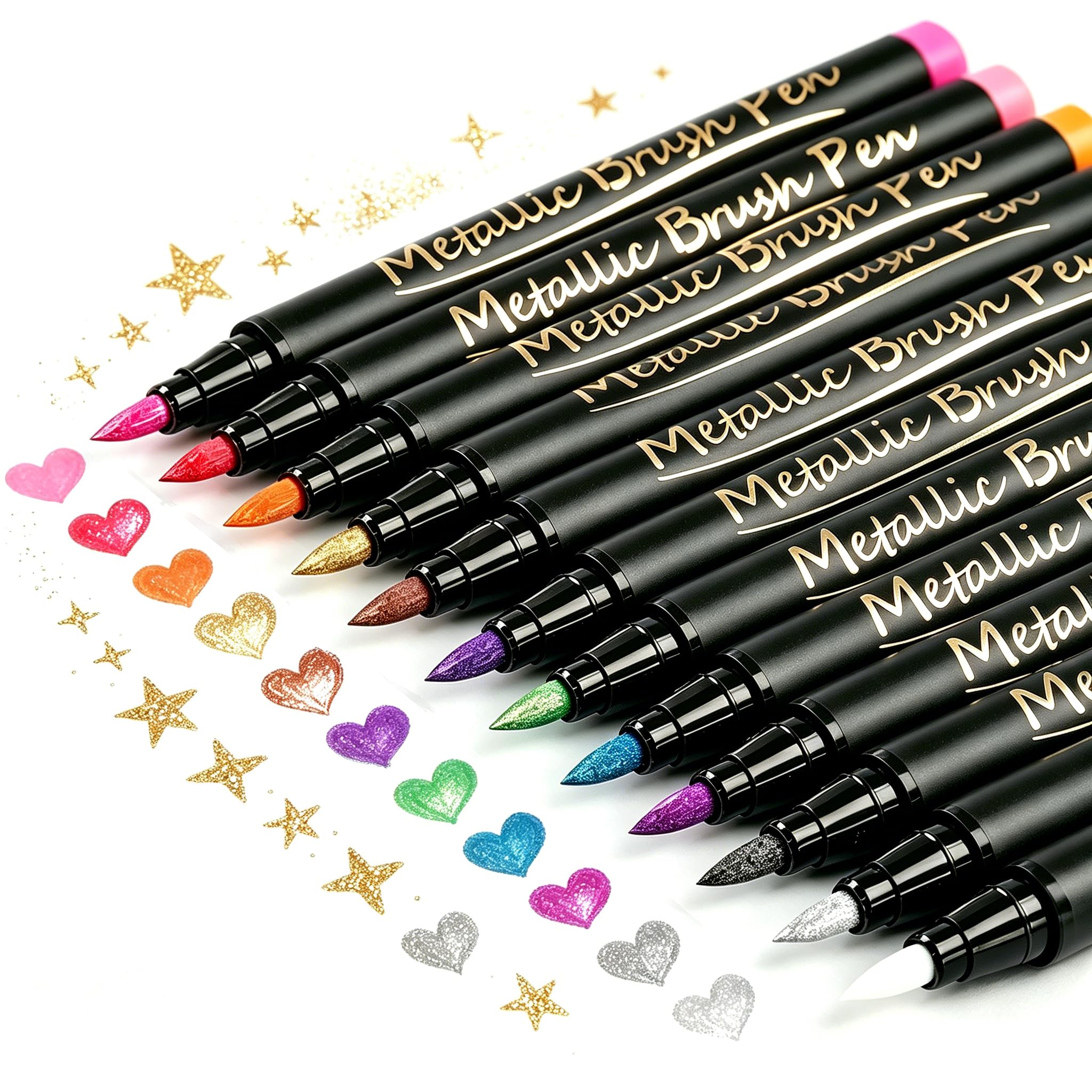 12 Metallic Marker Pens, 2mm Fine Tip Acrylic Paint Pen for Black Paper