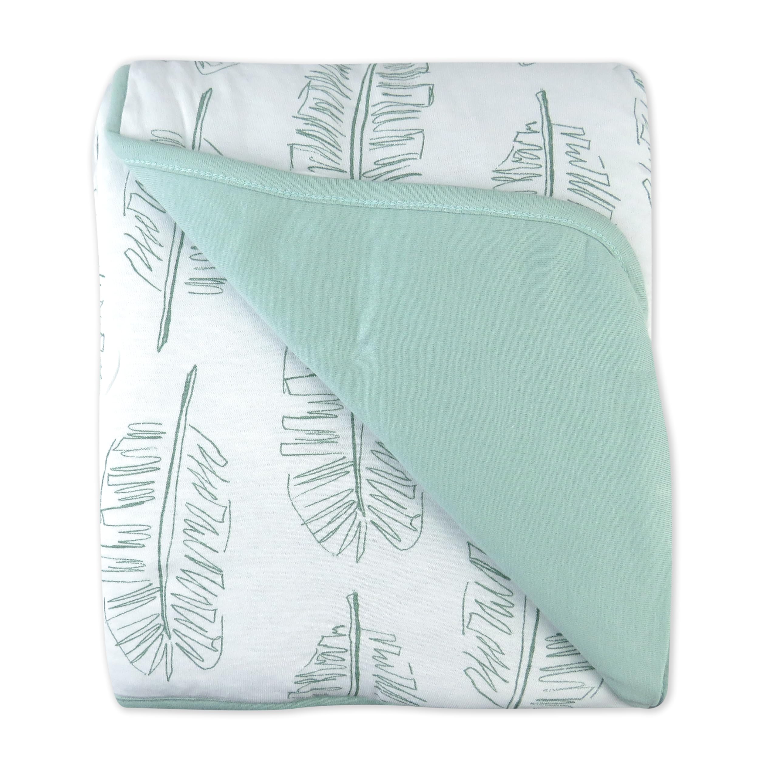 HonestBaby Manta acolchada reversible y ligera, salvia de hoja jumbo, talla única