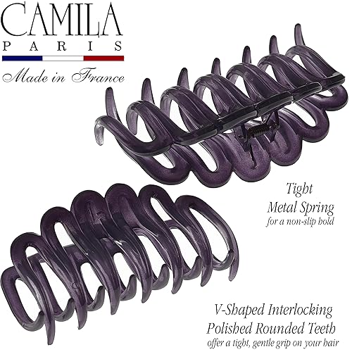 Miniatura 2 de Camila Paris CP3563 - Pinzas para el cabello francesas pequeñas para mujer, cabello grueso para cabello largo y rizado, ondulado, pinza de pelo para