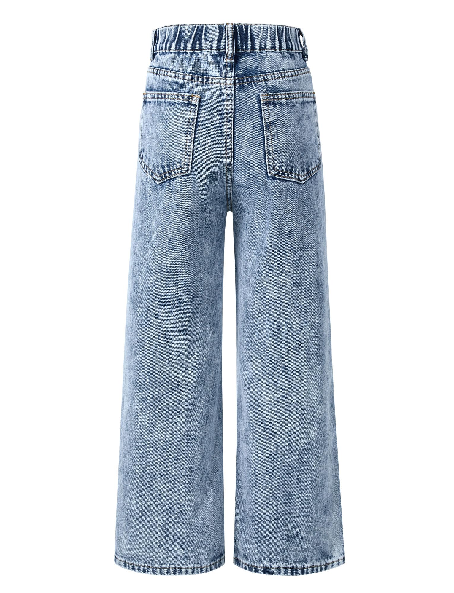 SEAUR Jeans da ragazza strappati larghi a gamba larga pantaloni dritti per bambini pantaloni in denim larghi pantaloni casual per 5-14 anni