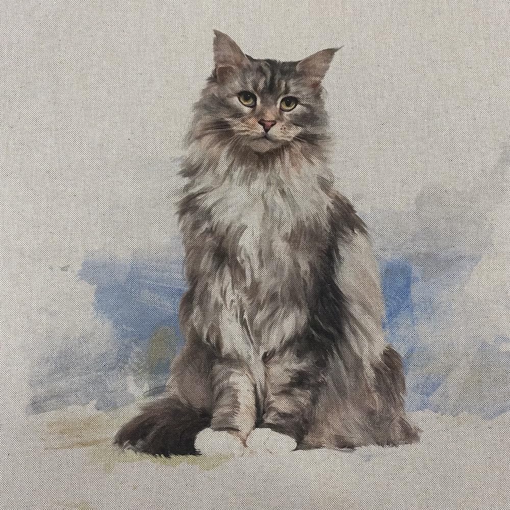 Linen Look Digital Print Fabric Panel 18" Square 45cm - Per Panel (Cat)