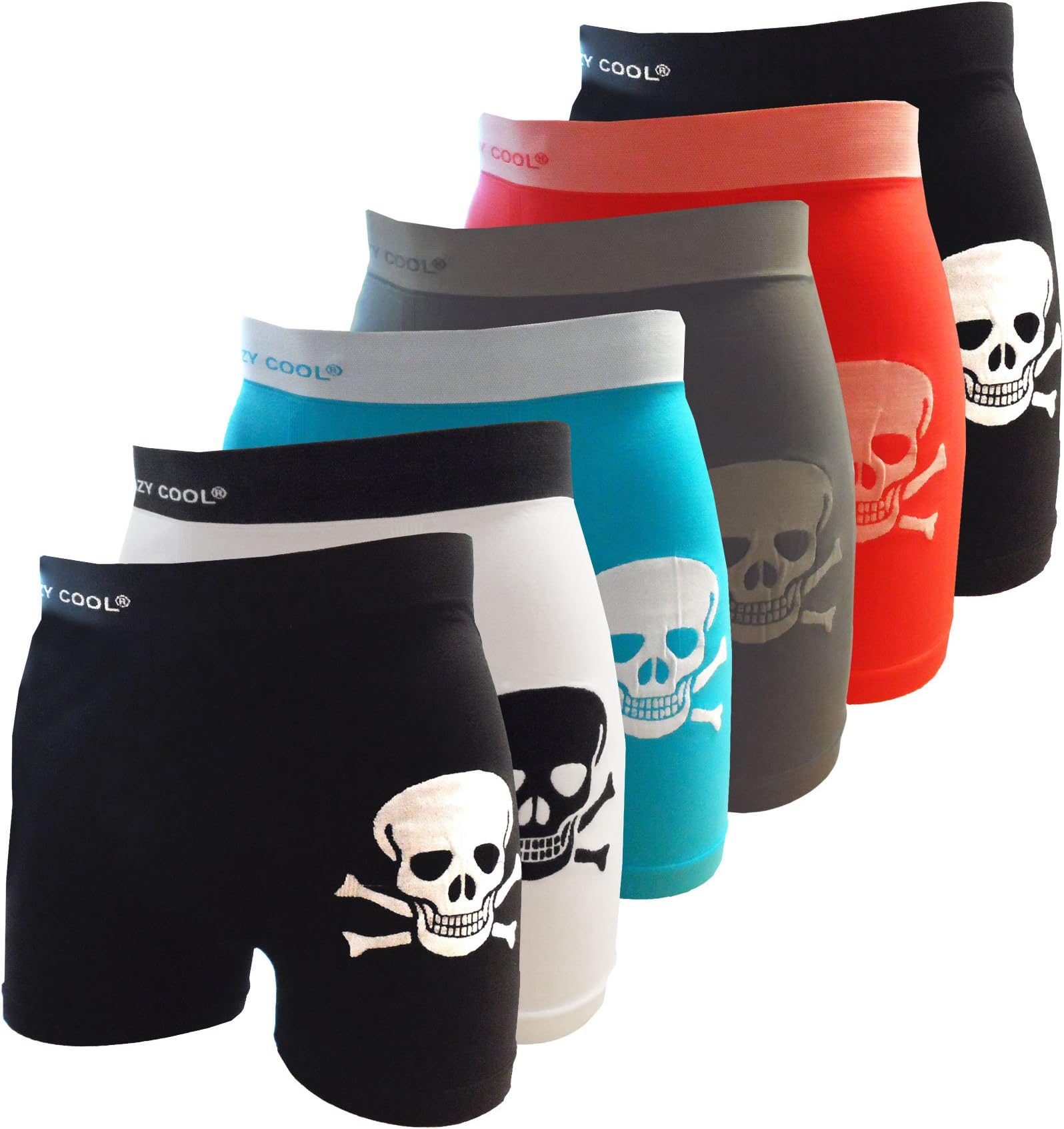 Crazy Cool® Mens Comfortable Fun Nylon Seamless Short Boxer 6-Pack