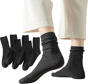 Flydo 6 Pack Womens Crew Socks - Cotton, Cute Casual Athletic Soft Aesthetic